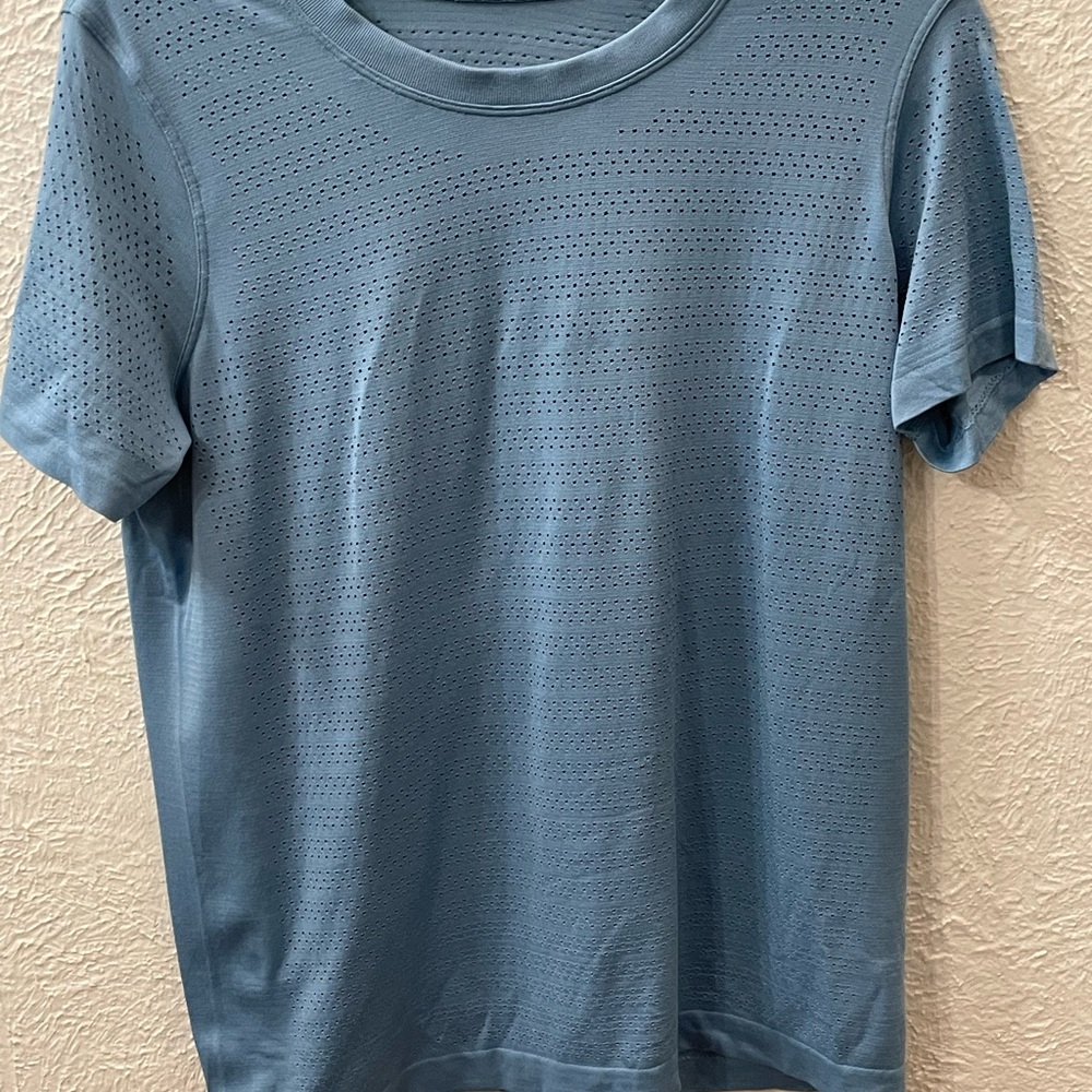 Woman’s Blue Perforated T-Shirt